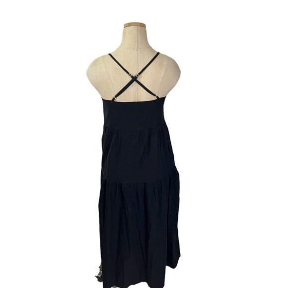 Collusion dress  XS US 2 black cotton cross back straps midi ASOS - Picture 5 of 6